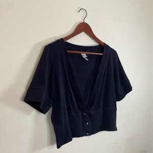 Vintage Y2K black cropped cardigan‎ t-shirt top women's large whimsy Bella fairy